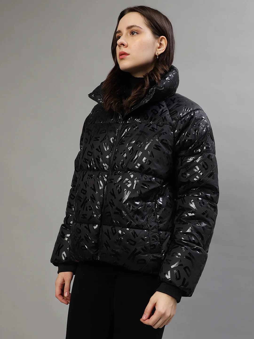 Dkny Women Printed Hooded Full Sleeves Padded Jacket - Image 2