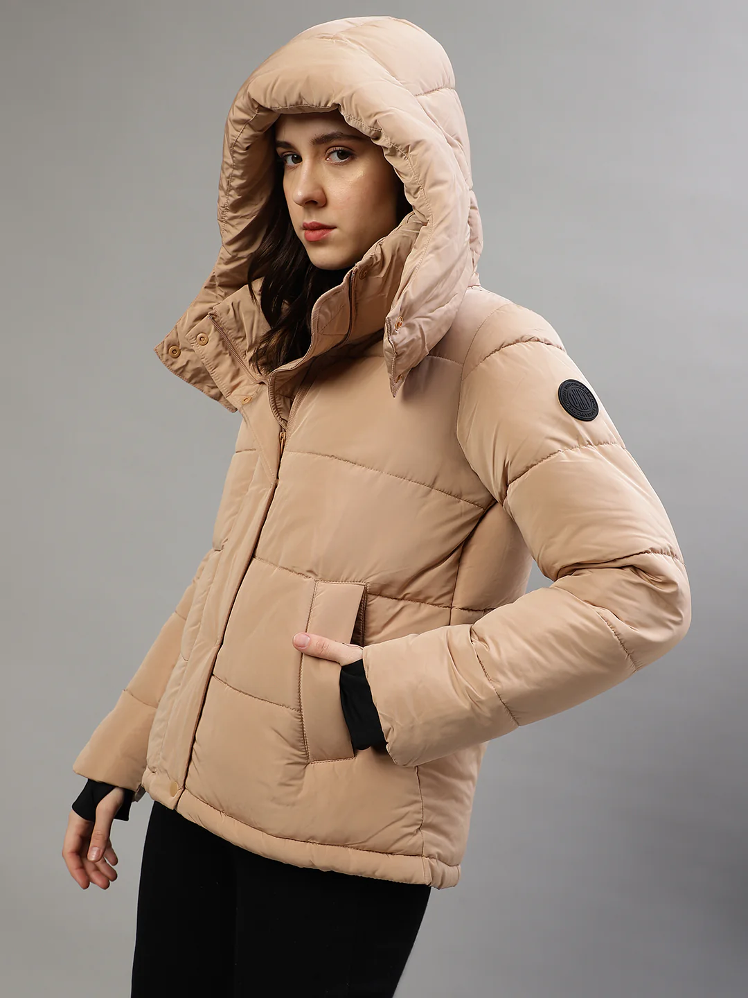 Dkny Women Solid Hooded Full Sleeves Puffer Jacket - Image 2