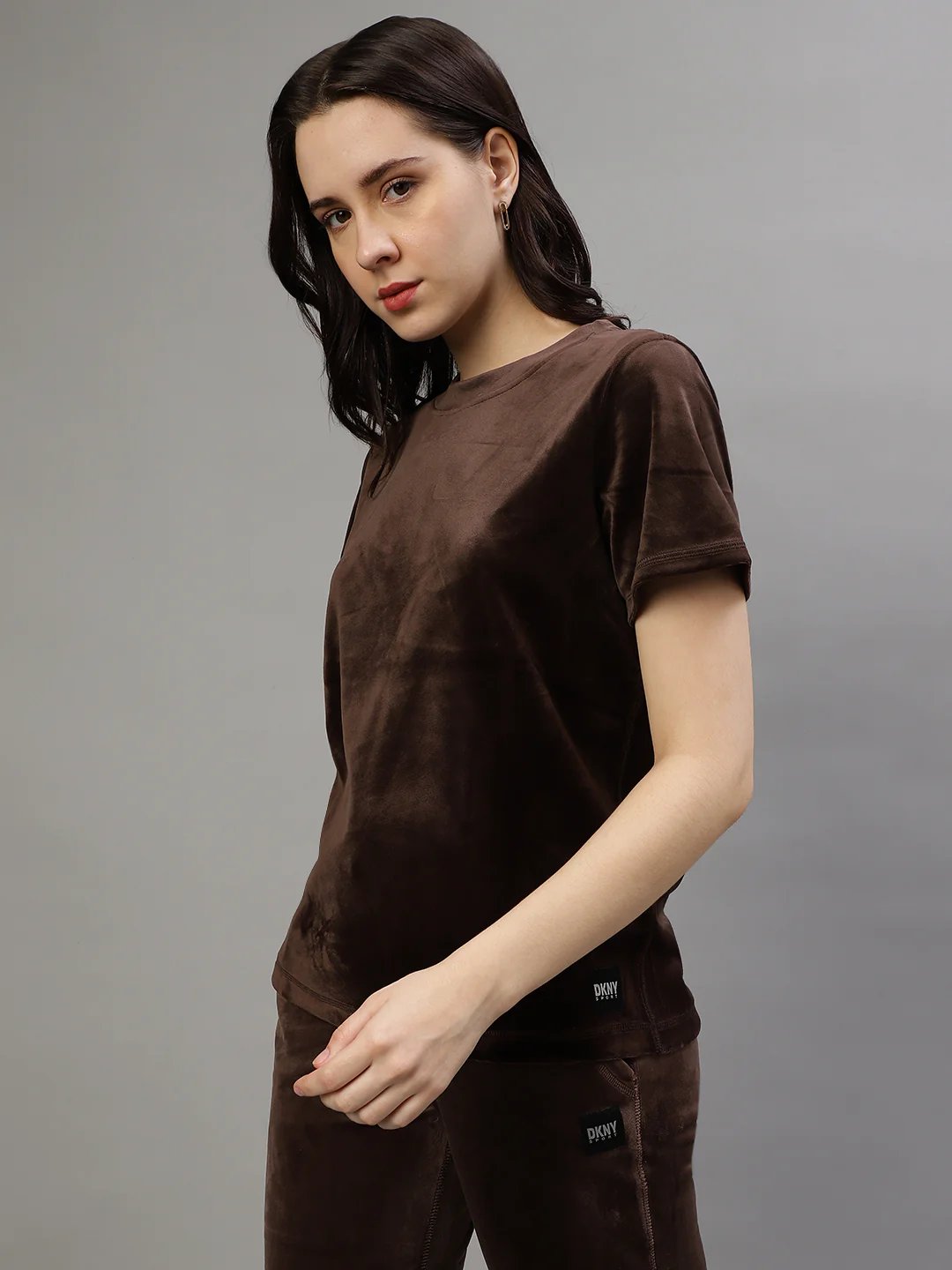 Dkny Women Solid Round Neck Short Sleeves Top - Image 3