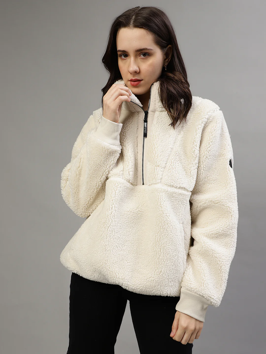 Dkny Women Solid High Neck Full Sleeves Sweater - Image 2