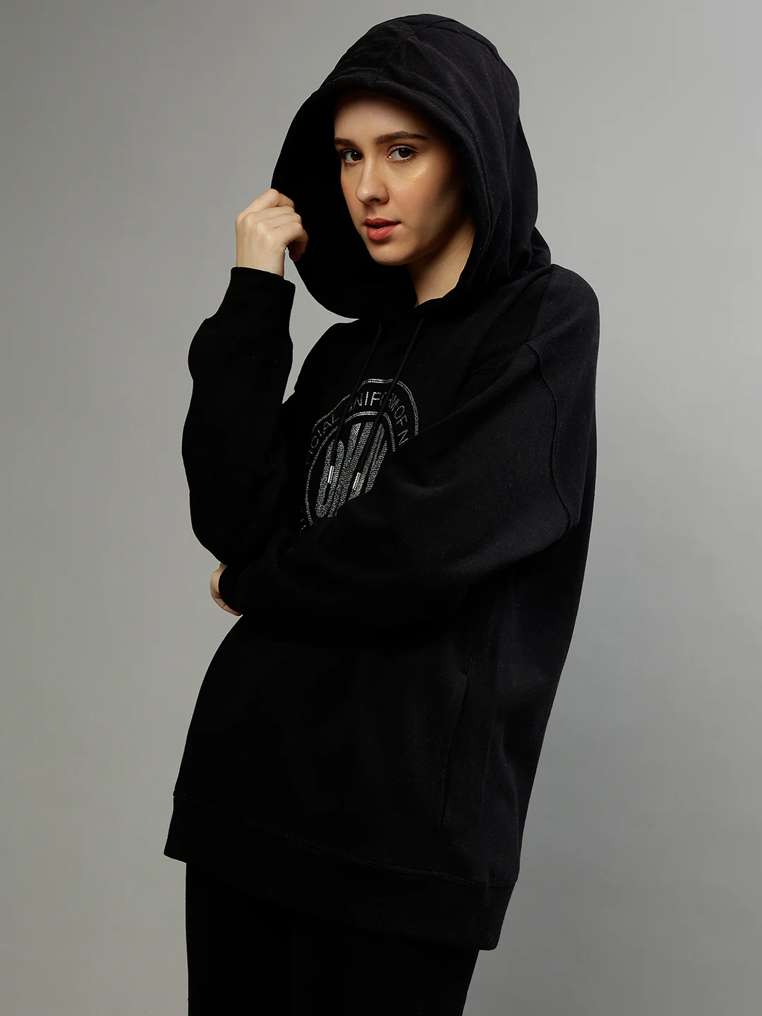Dkny Women Printed Hooded Full Sleeves Sweatshirt - Image 3