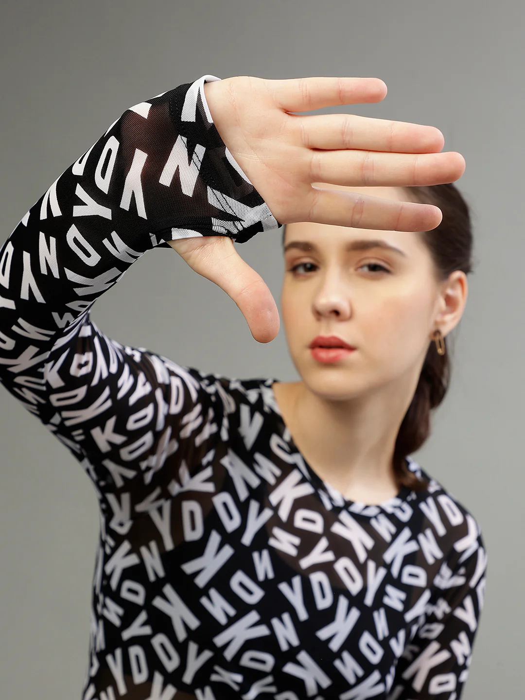 Dkny Women Printed Round Neck Full Sleeves Top - Image 7