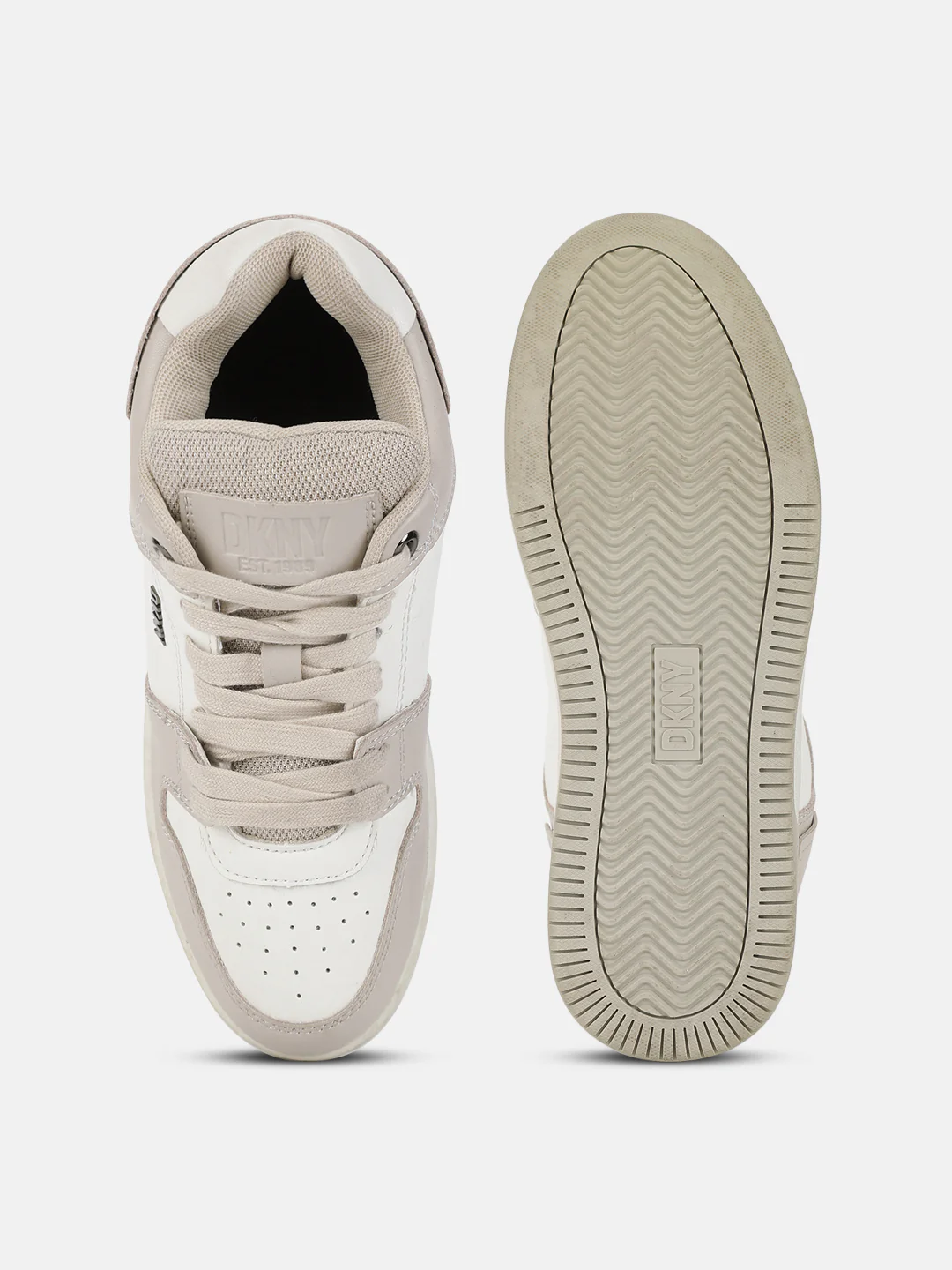 Dkny Women White Color-Blocked Round Toe Mid-Top Lace-Up Sneakers - Image 6