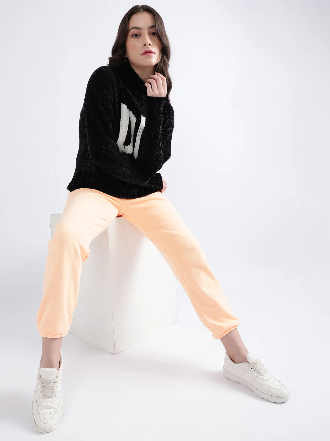 DKNY Women Black Printed Turtle Neck Sweater - Image 6