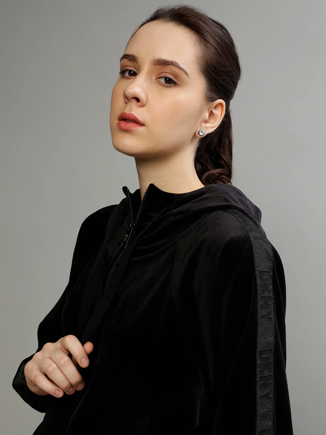Dkny Women Solid Hooded Full Sleeves Jacket - Image 6