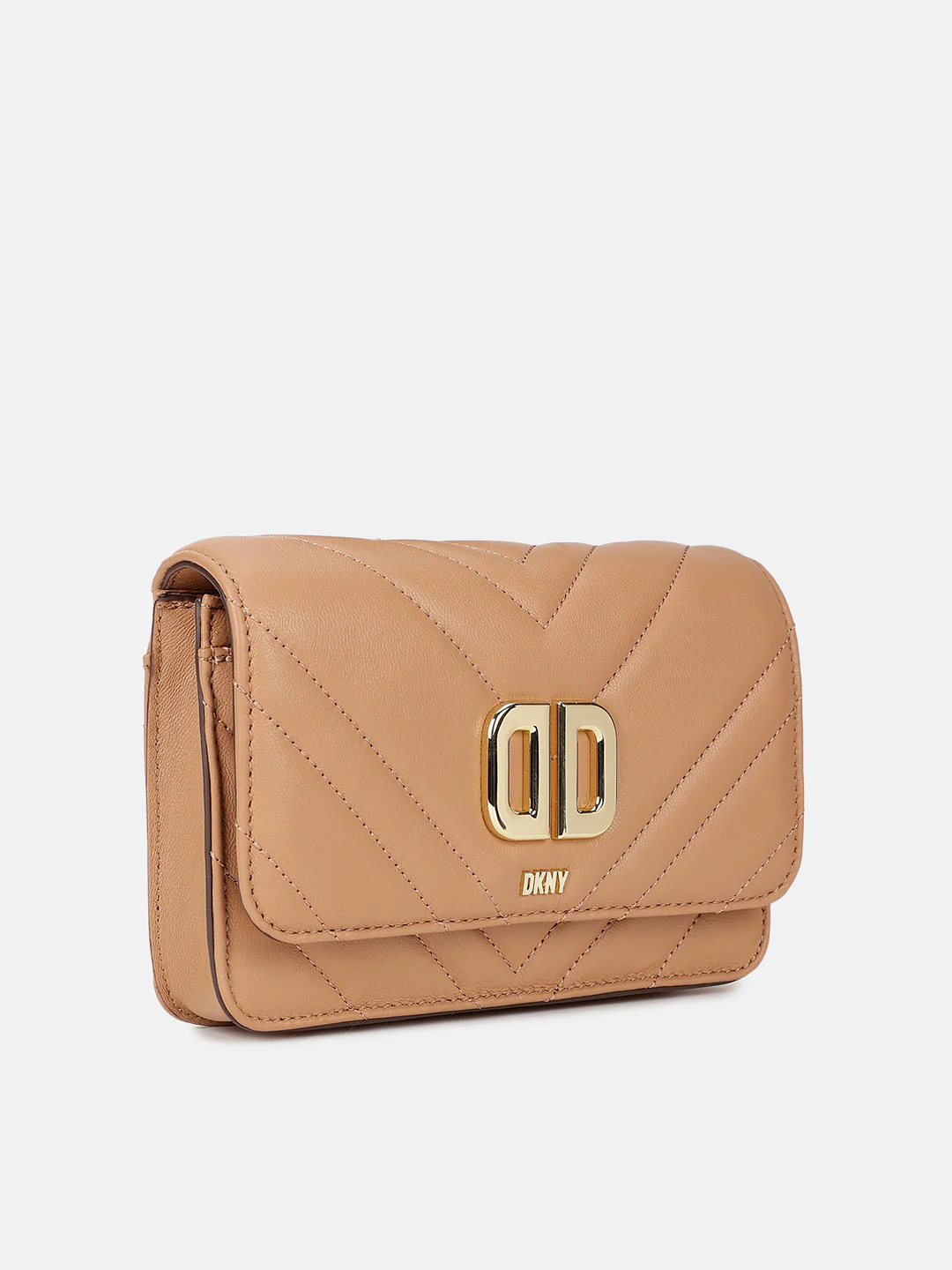 Dkny Women Beige Solid Quilted Sling Bags - Image 3