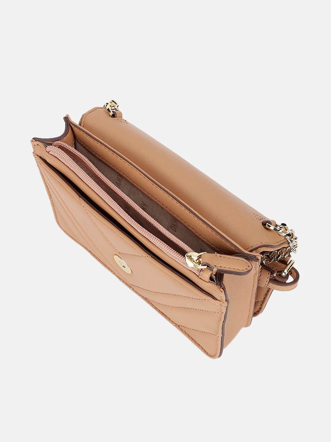 Dkny Women Beige Solid Quilted Sling Bags - Image 4