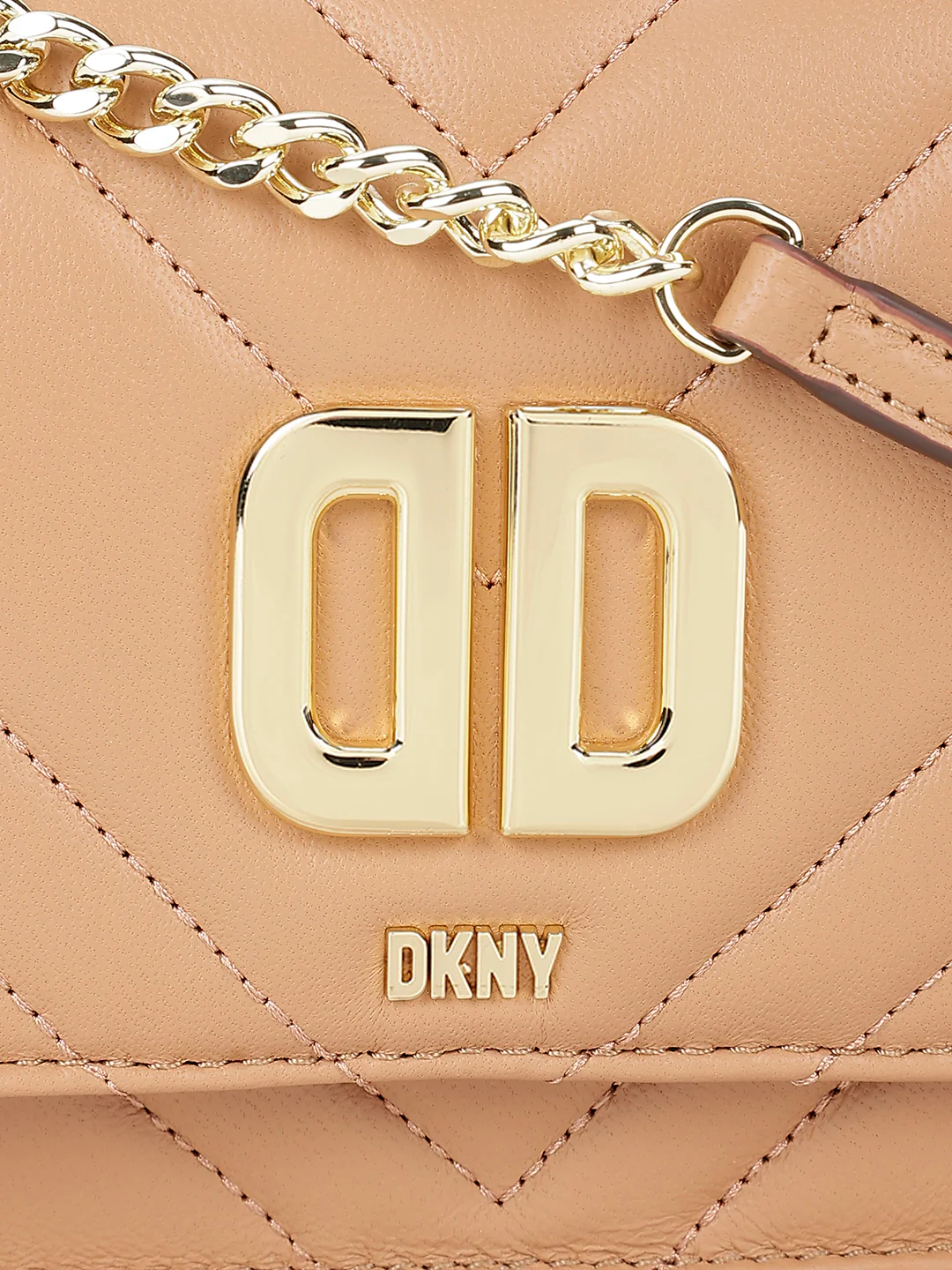 Dkny Women Beige Solid Quilted Sling Bags - Image 5
