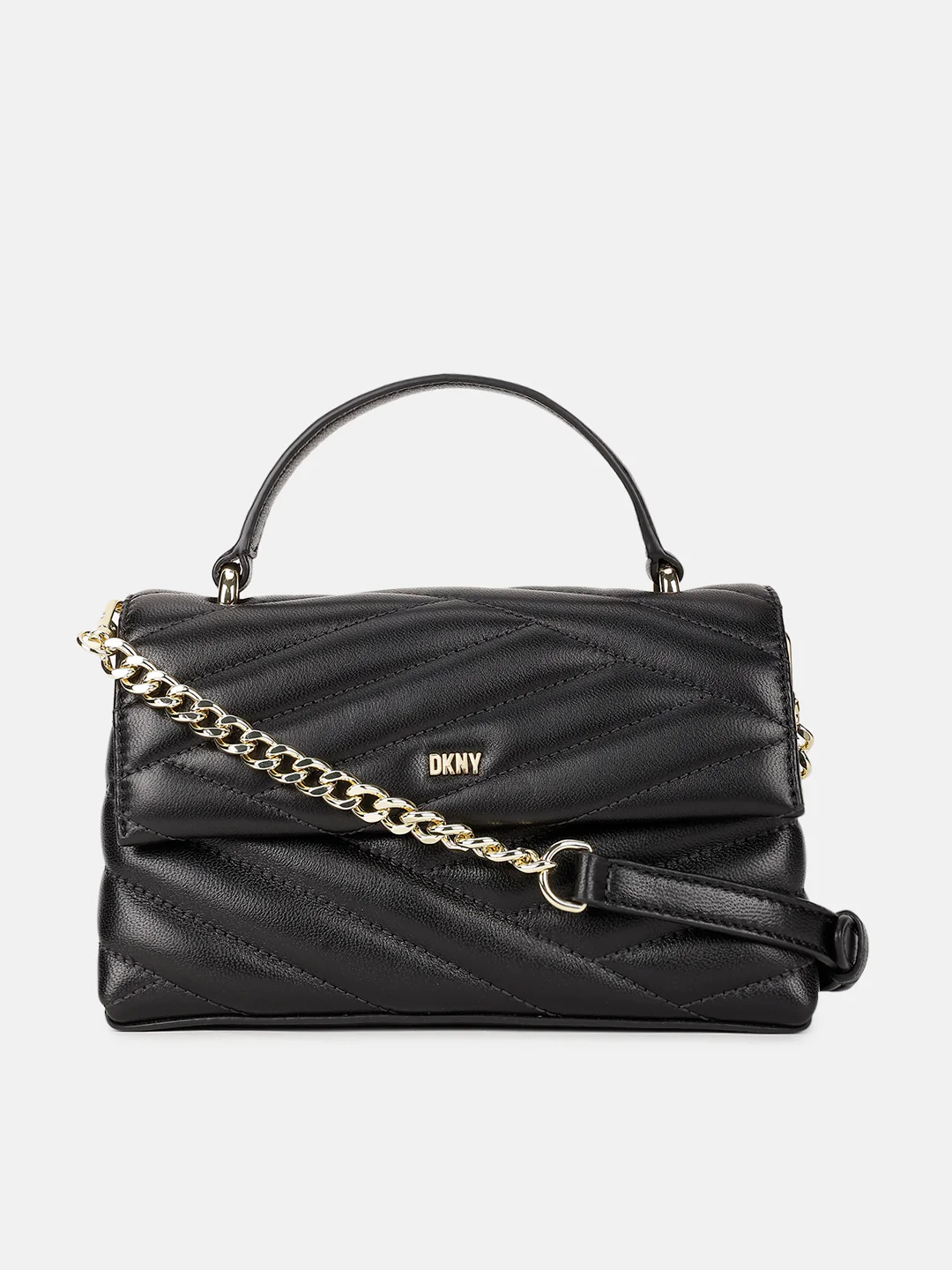 Dkny Women Black Solid Quilted Sling Bags