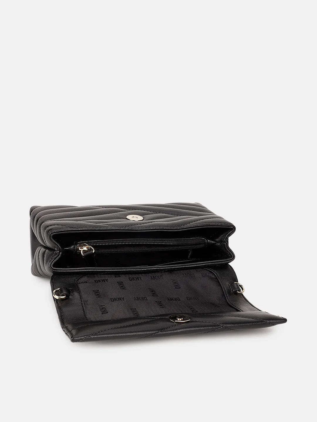 Dkny Women Black Solid Quilted Sling Bags - Image 4
