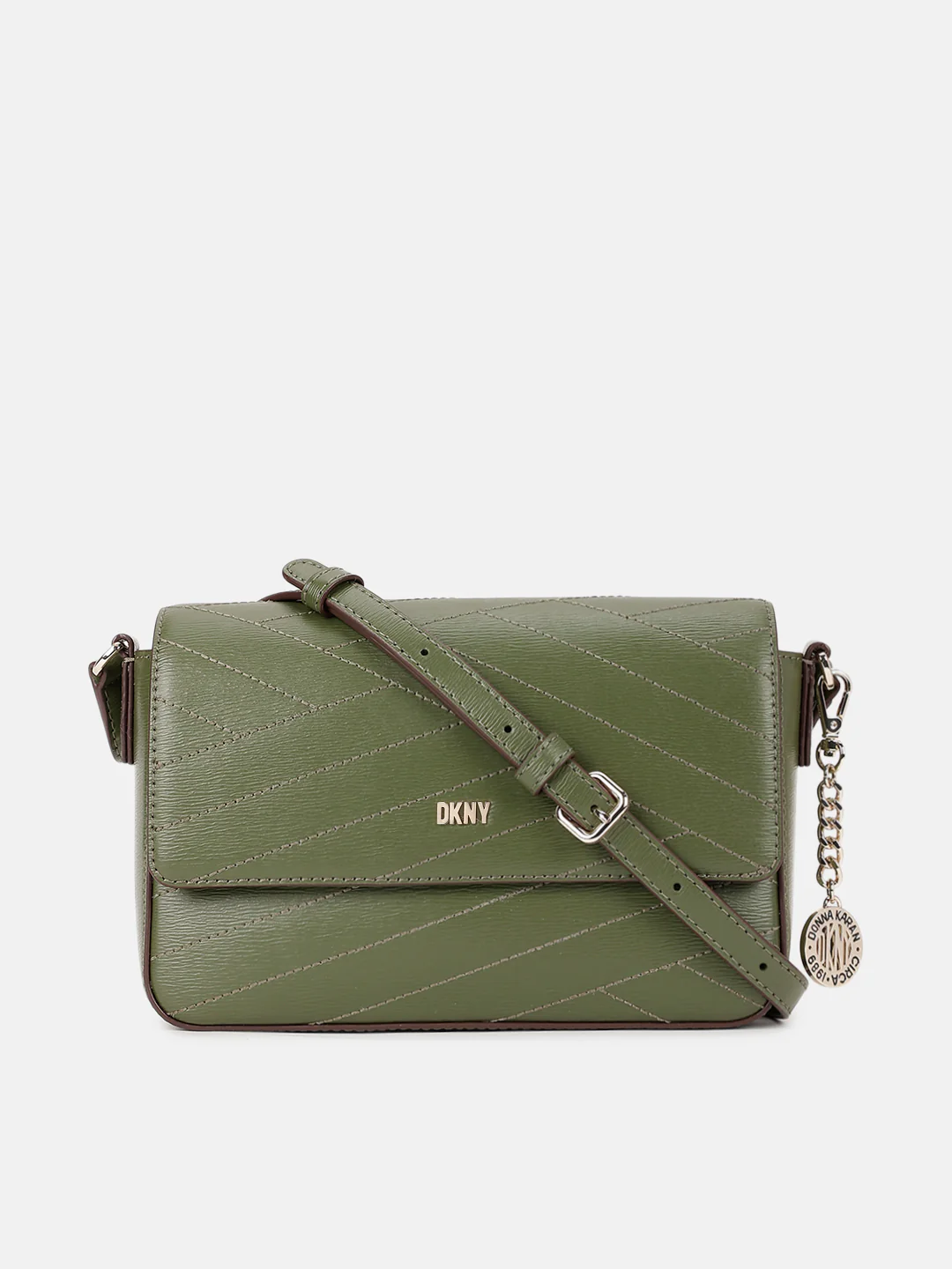Dkny Women Green Solid Sling Bags