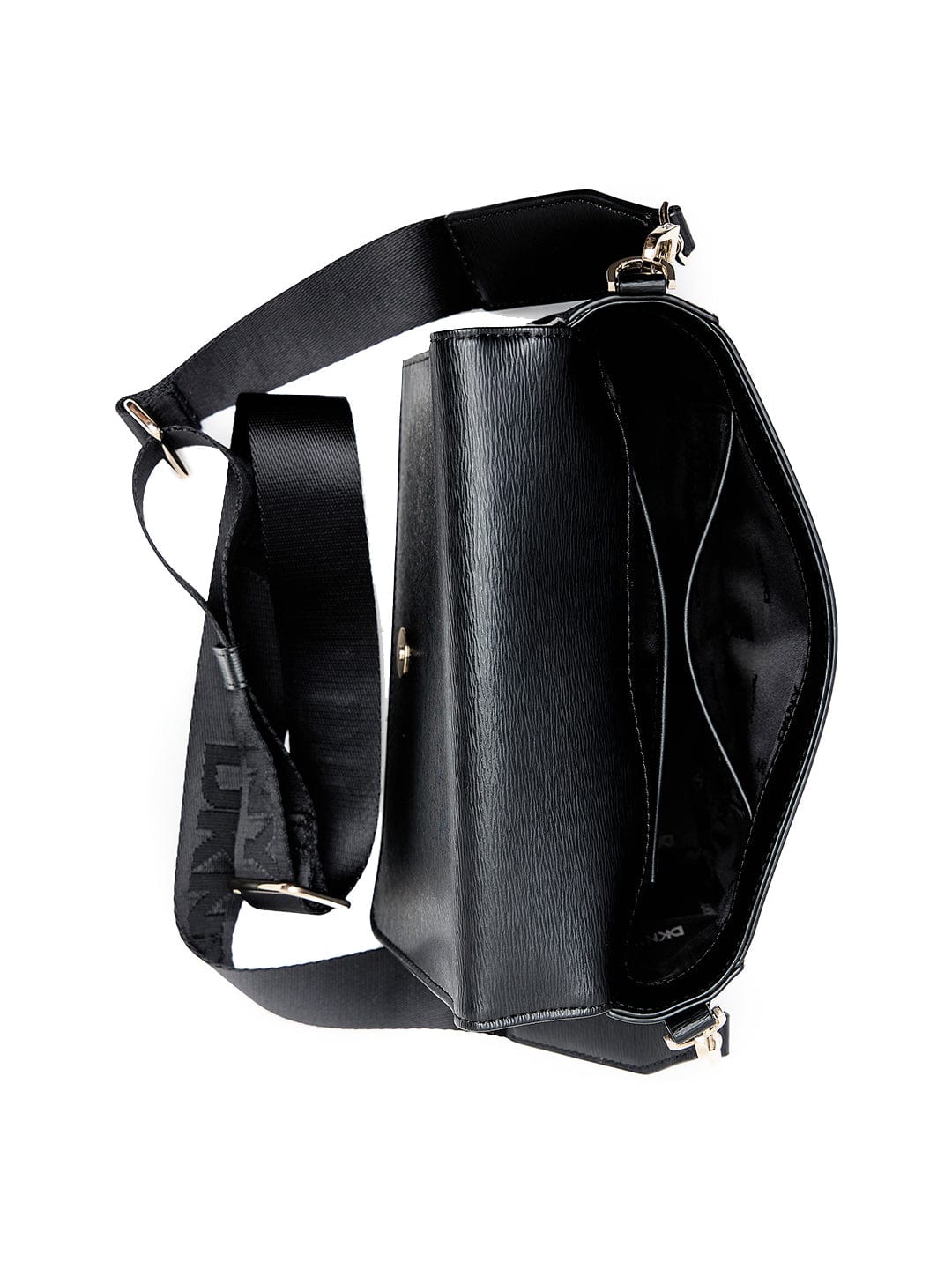 DKNY Women Black Logo Flap Cross Body Bag - Image 5