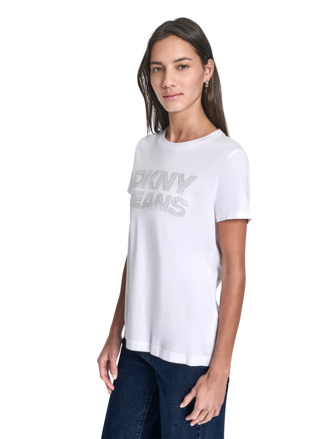 DKNY Women White Printed Regular Fit T-Shirt - Image 3