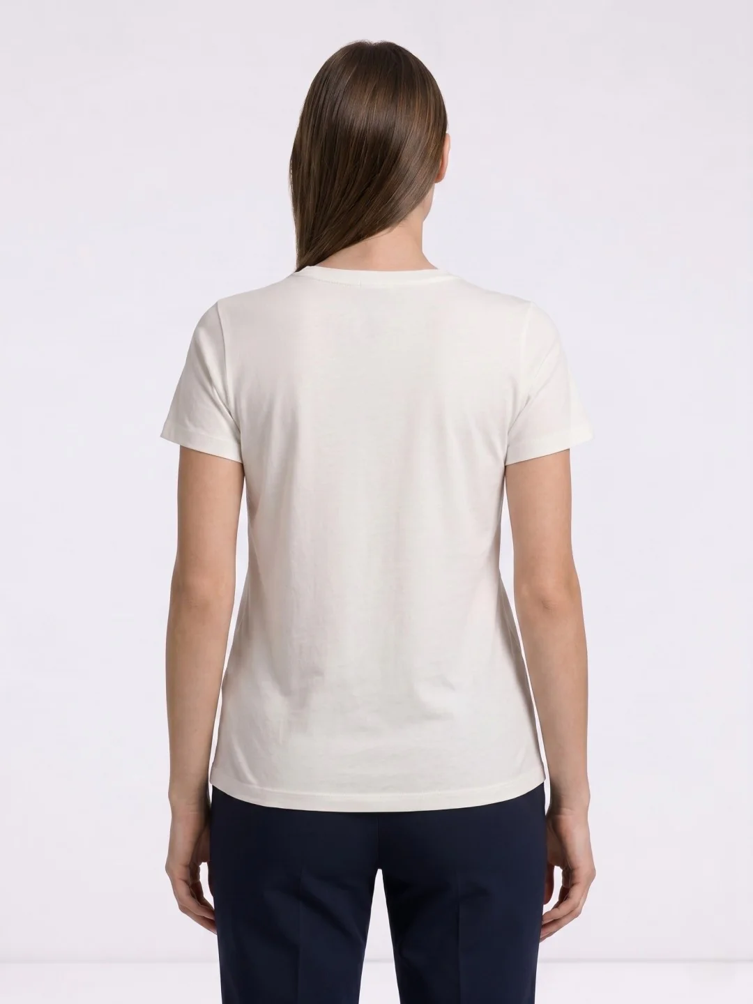 DKNY White Cotton Printed Women Regular Fit T Shirt - Image 3