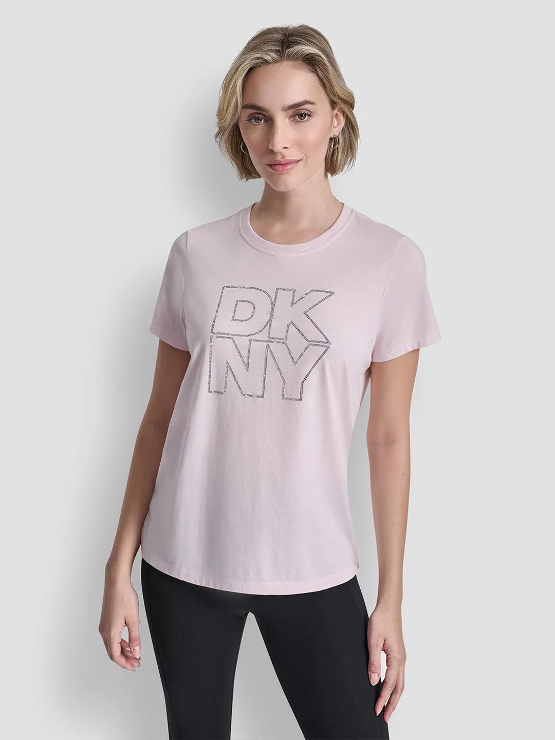 DKNY Women Pink Logo Print Regular Fit Pure Cotton T-Shirt