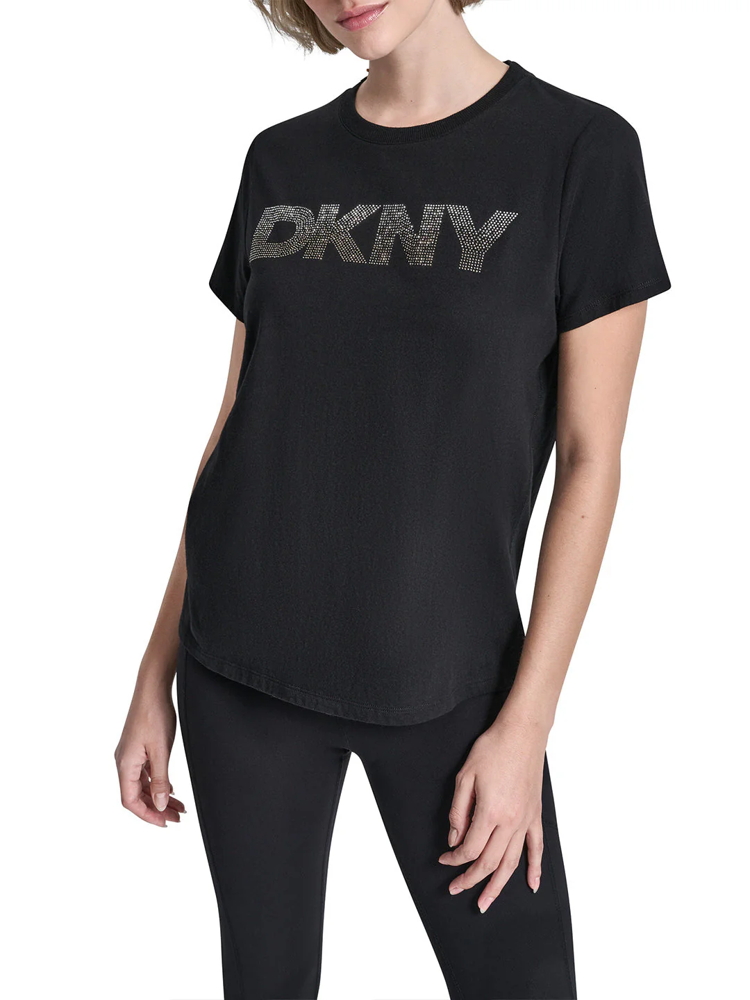 DKNY Women Black Printed Regular Fit Pure Cotton T-Shirt