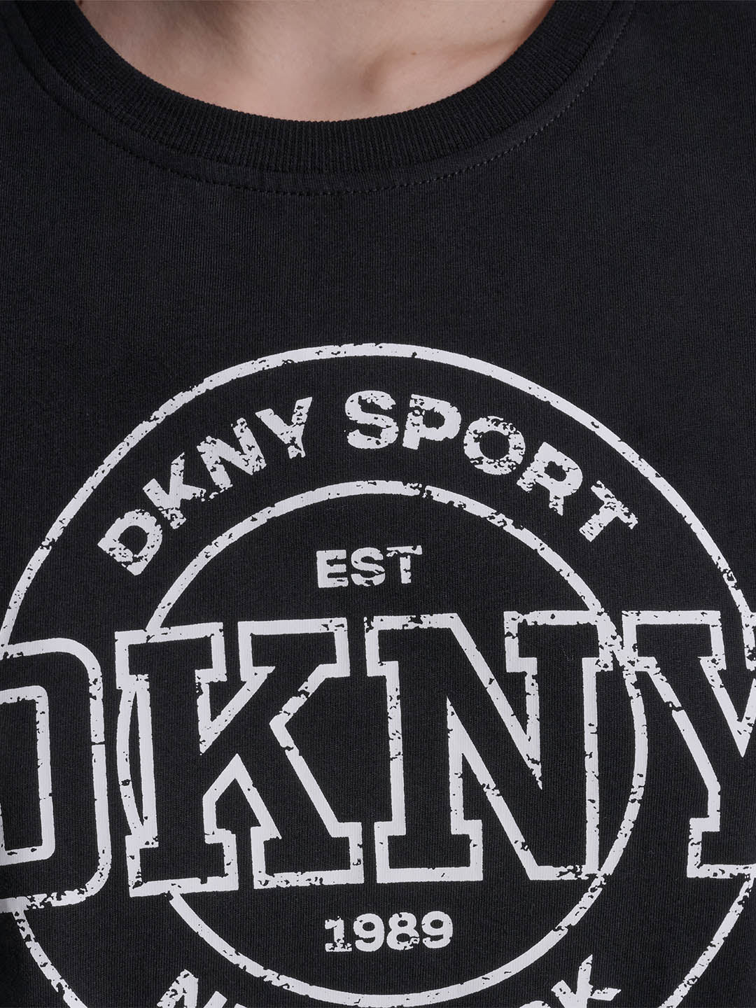 DKNY Women Black Printed Regular Fit Pure Cotton T-Shirt - Image 6