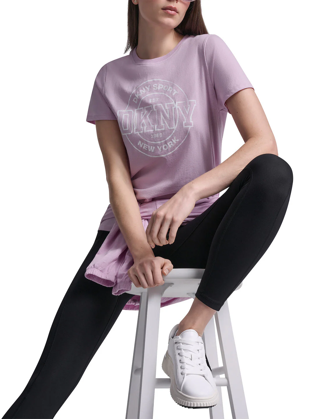DKNY Women Lavender Purple Printed Regular Fit Pure Cotton T-Shirt - Image 7