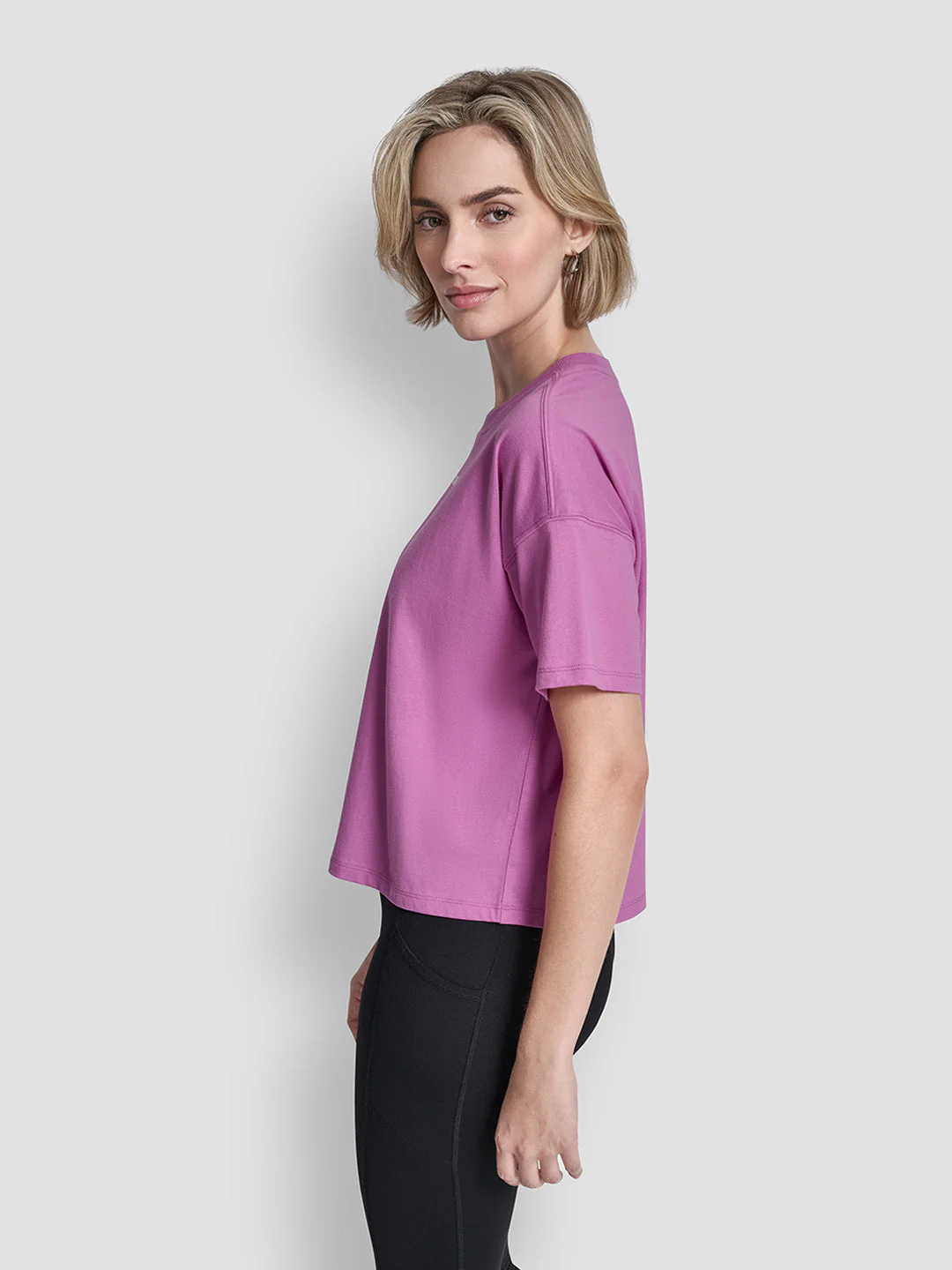 DKNY Women Purple Solid Regular Fit Pure Cotton Top - Image 3