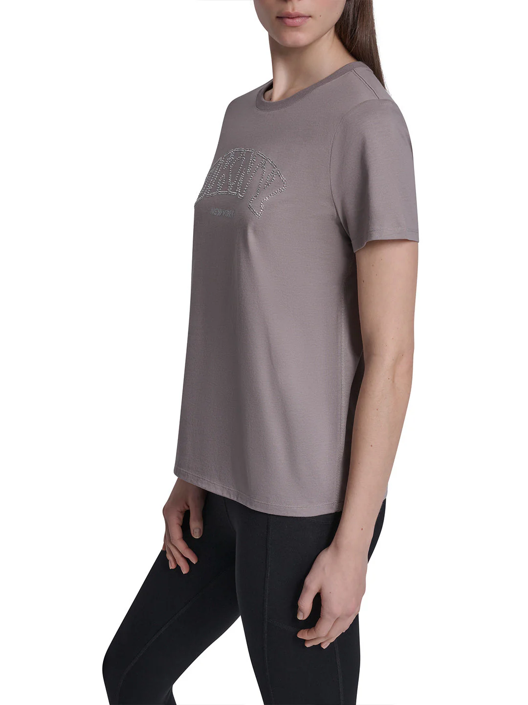 DKNY Women Brown Embellished Regular Fit Pure Cotton T-Shirt - Image 3