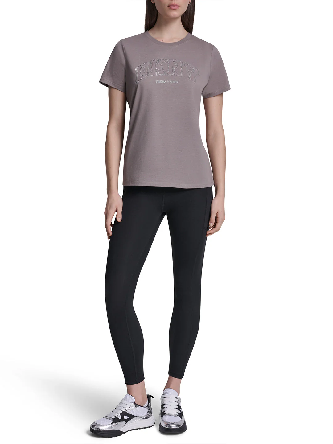 DKNY Women Brown Embellished Regular Fit Pure Cotton T-Shirt - Image 4