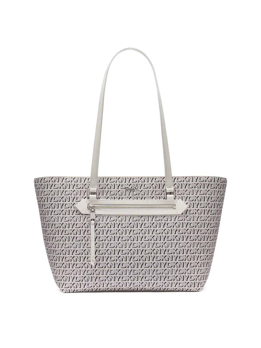 DKNY Women Grey Logo Print Tote Bags