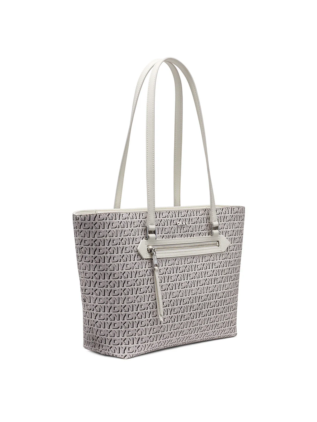 DKNY Women Grey Logo Print Tote Bags - Image 5