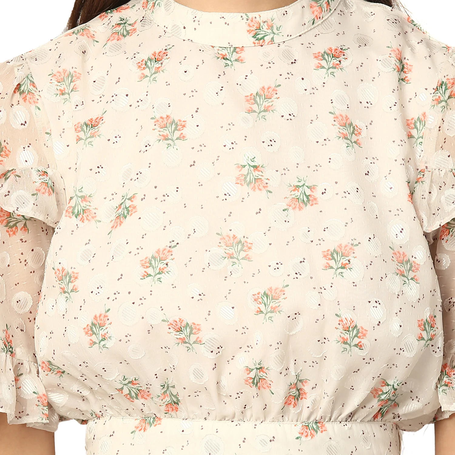 Elle Women Off White Printed Round Neck Dress - Image 3