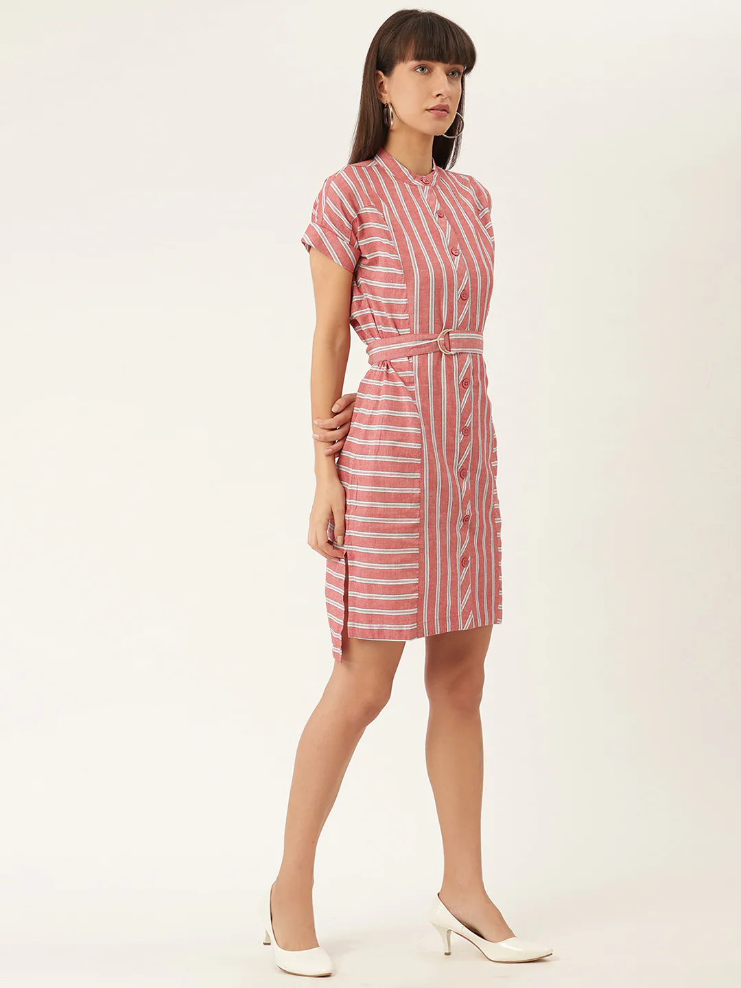 Elle Women Coral Printed Round Neck Dress - Image 5