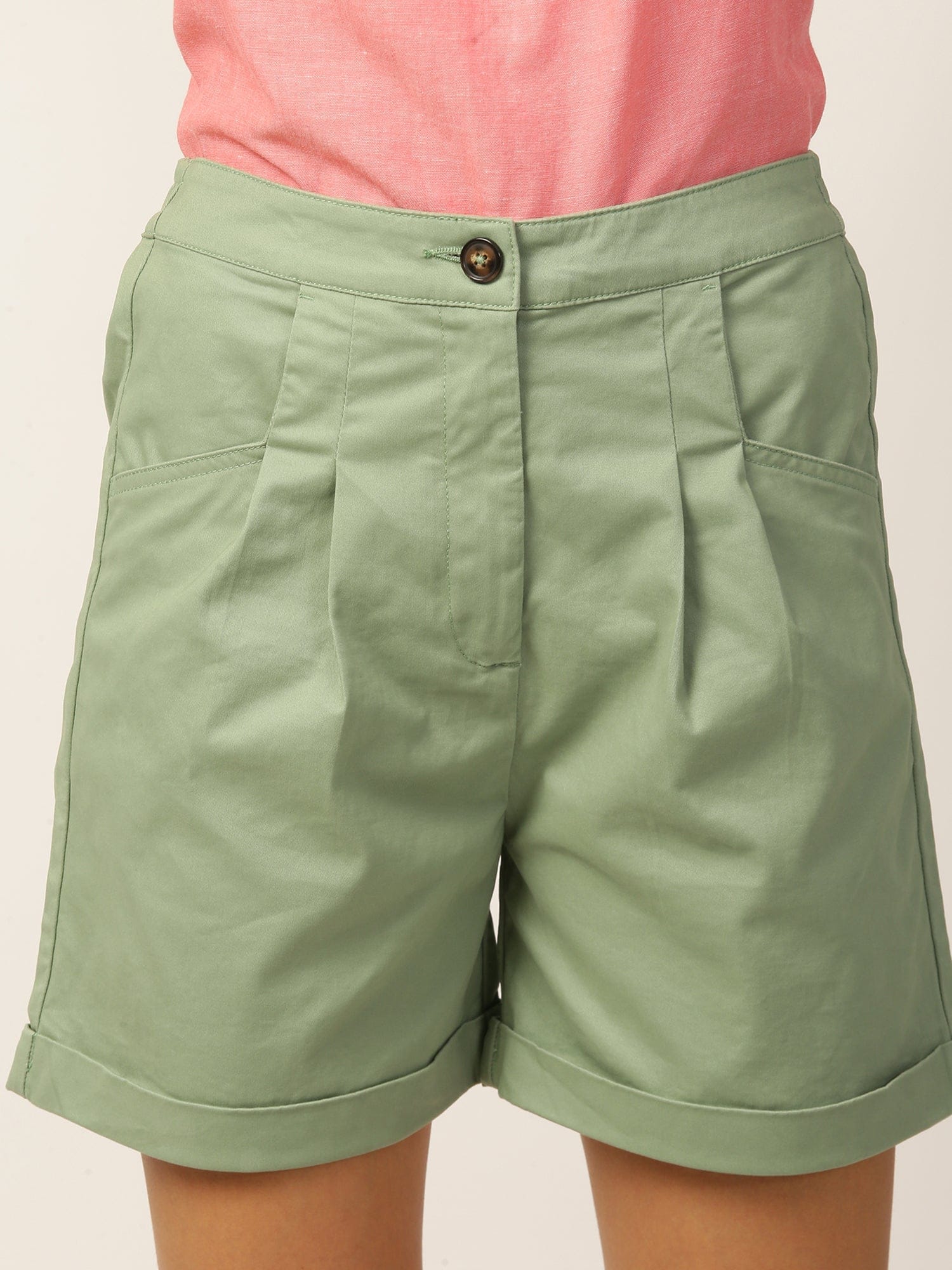 Elle Women Green Regular Fit Shorts - Image 4