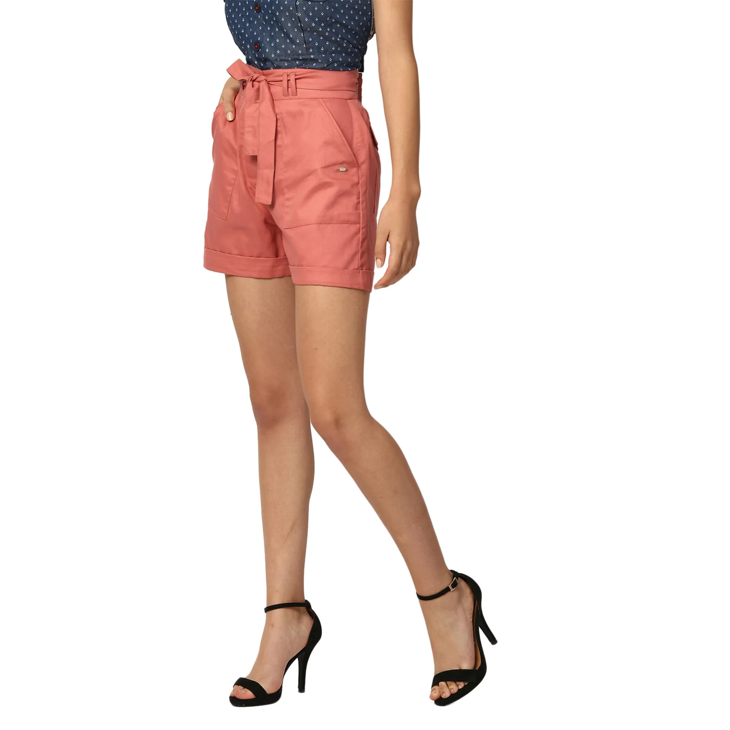 Elle Women Coral Solid Regular Fit Shorts - Image 3