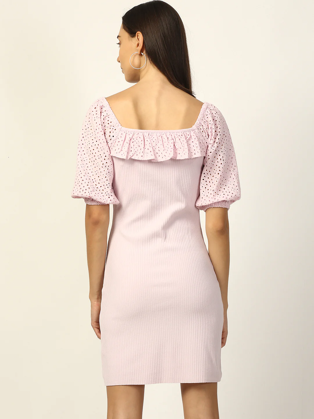Elle Women Lilac Solid Round Neck Dress - Image 5