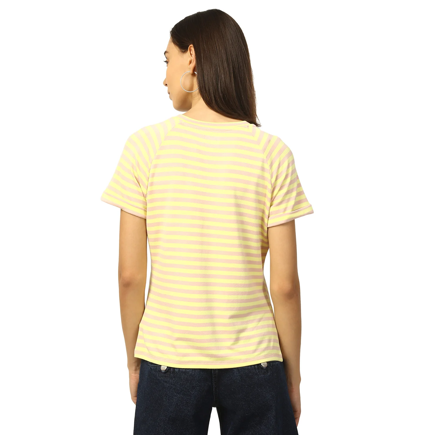 Elle Women Yellow Printed Round Neck TShirt - Image 4