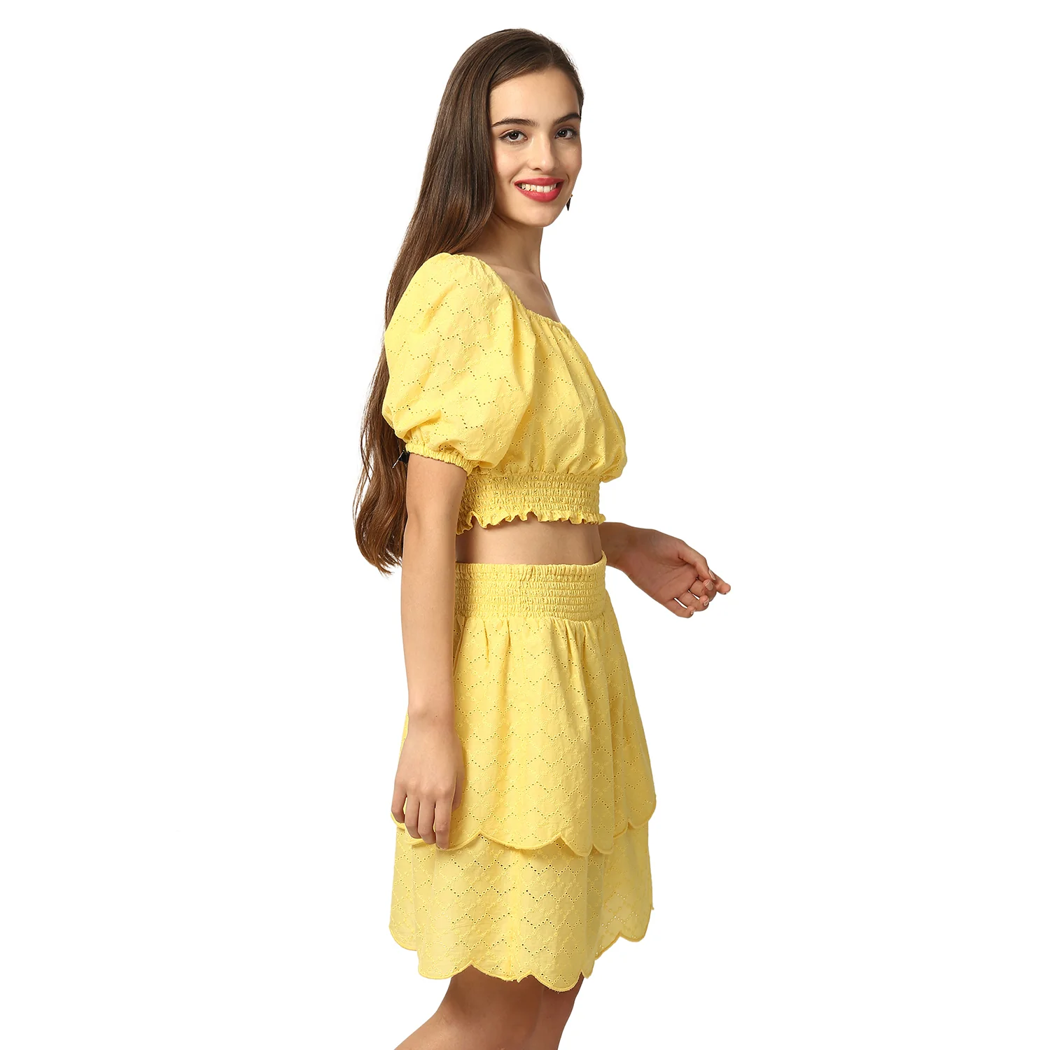 Elle Women Yellow Solid Round Neck Top - Image 4