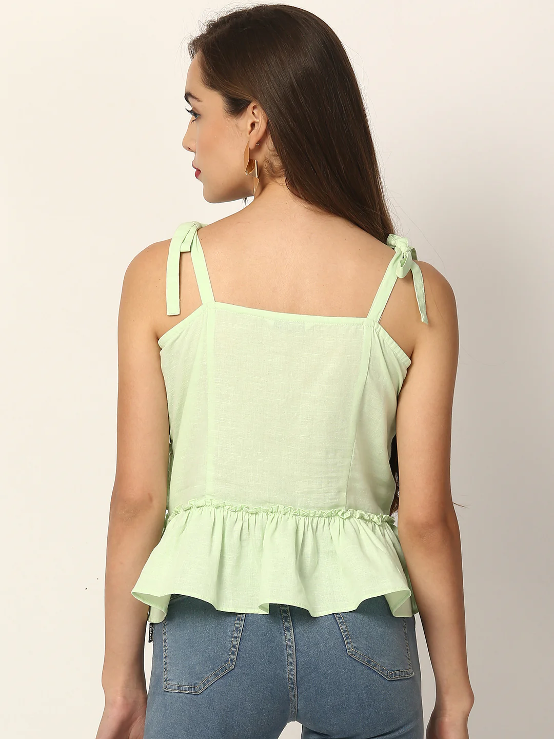 Elle Women Green Solid Round Neck Top - Image 2