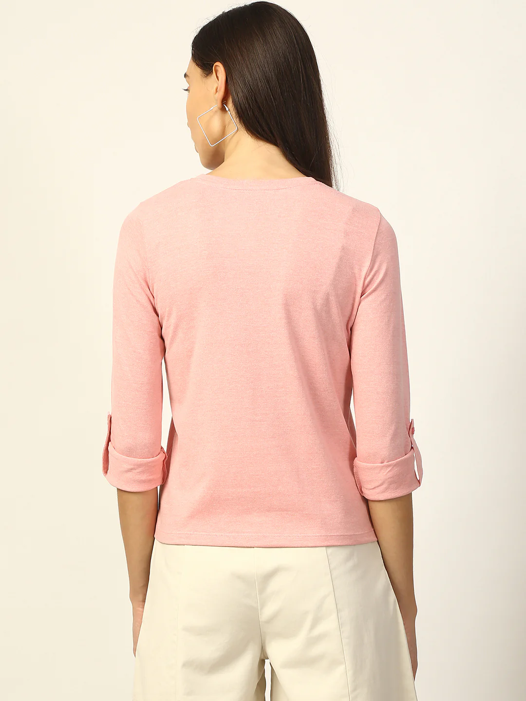 Elle Women Pink Embroidered Round Neck TShirt - Image 2