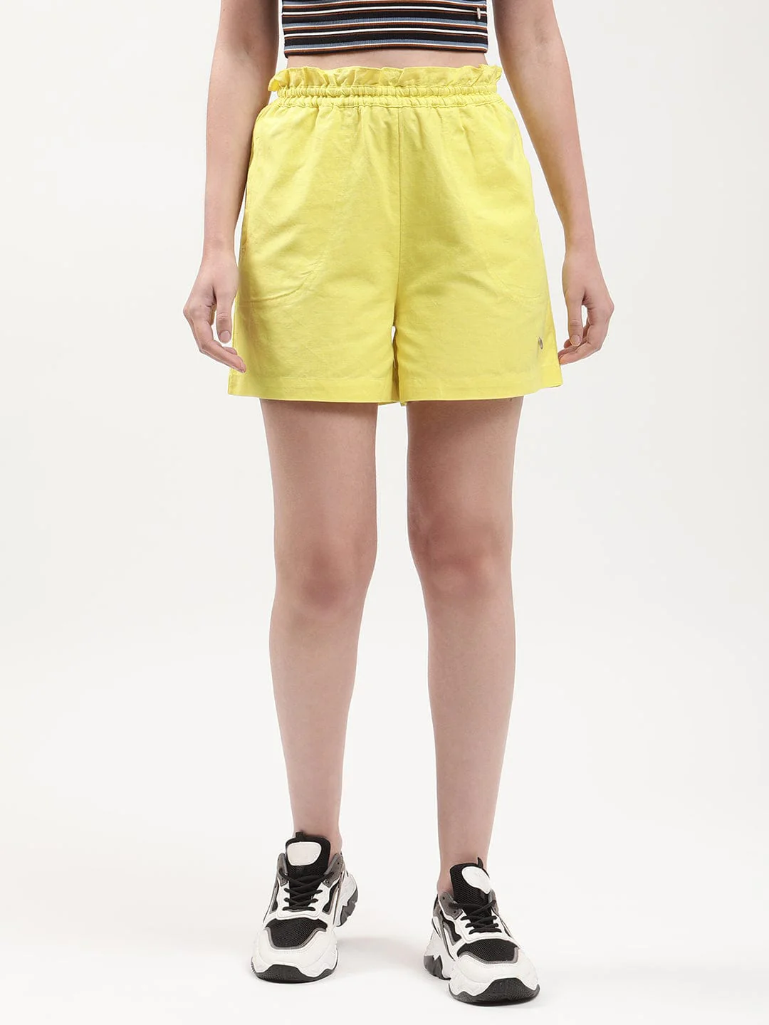 Elle Women Green Flared Shorts