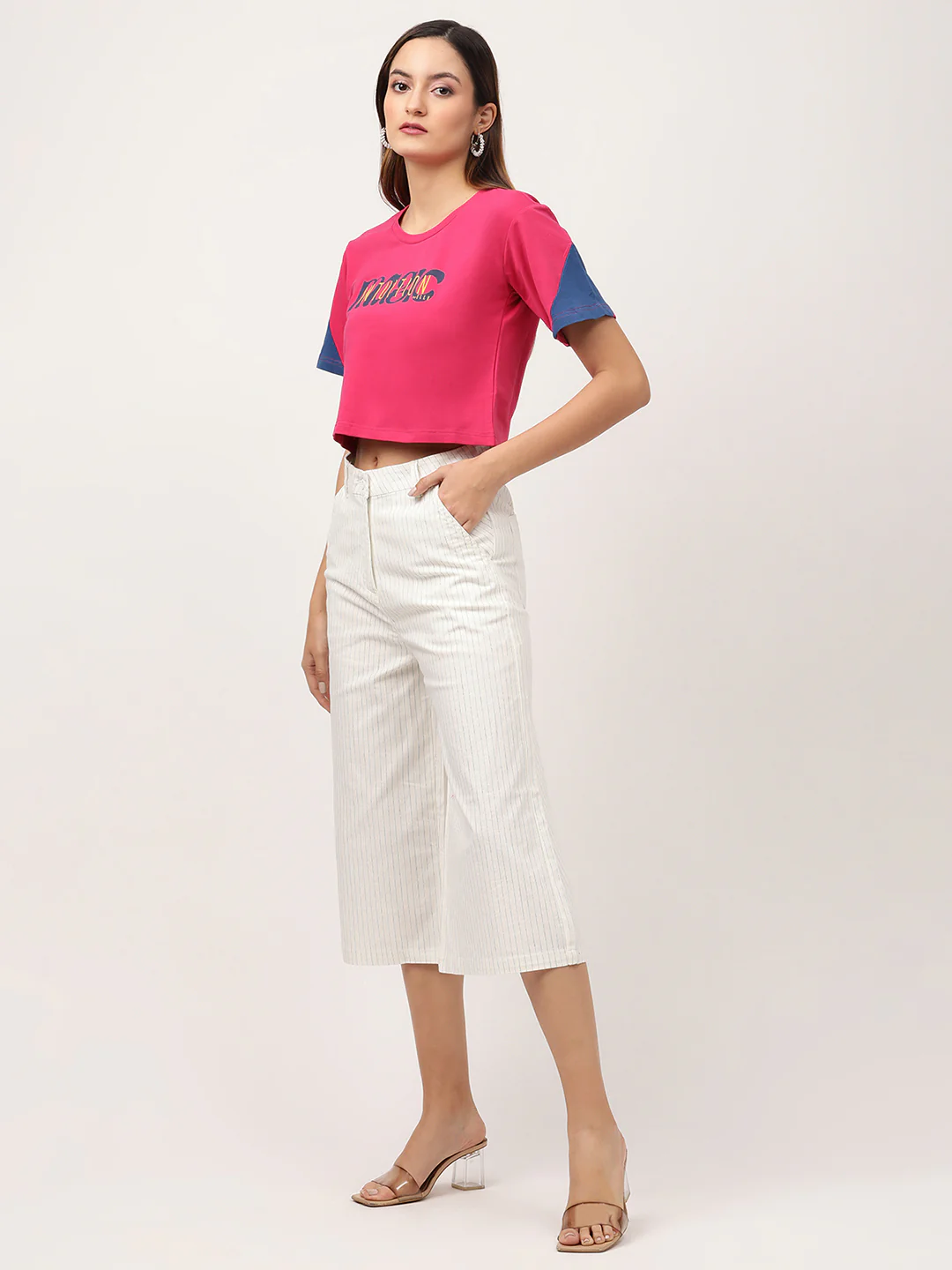 Elle Women Pink Solid Round Neck TShirt - Image 5