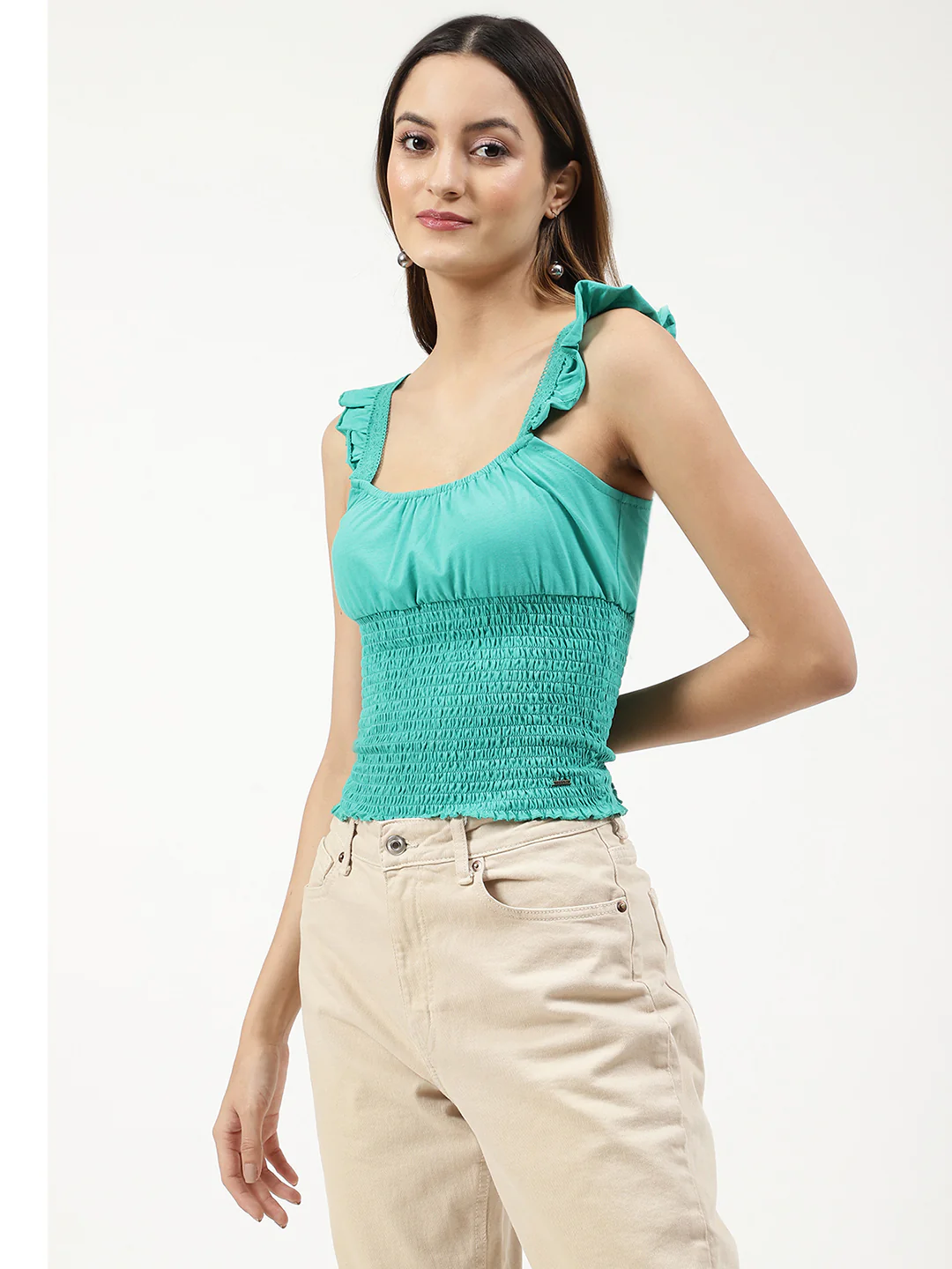 Elle Green Semi Fitted Crop Top - Image 3