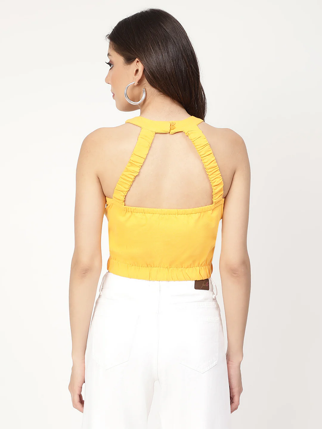 Elle Yellow Slim Fit Crop Top - Image 2