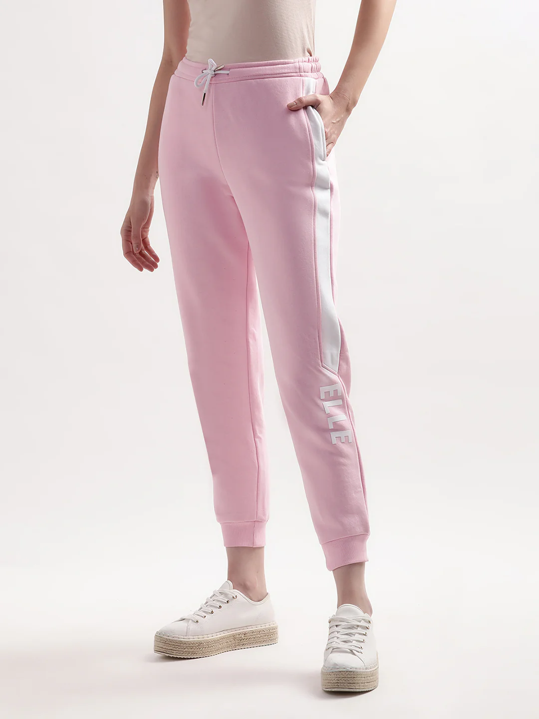 Elle Women Pink Solid Regular Fit Sweatpant - Image 3