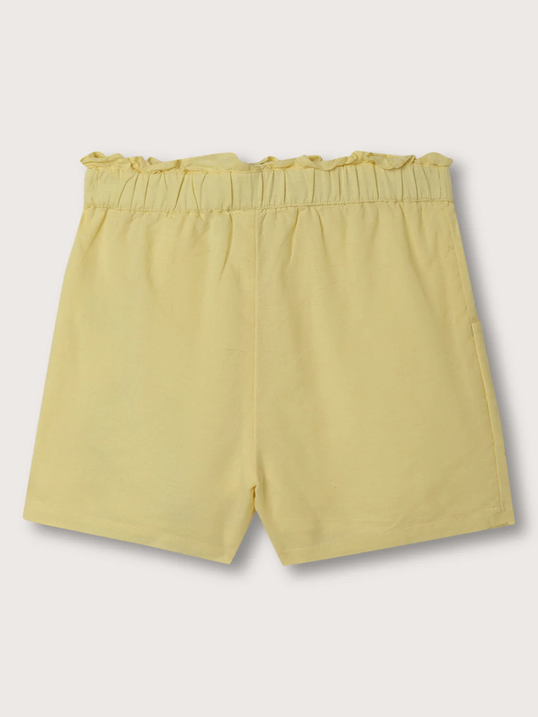 Elle Kids Girls Lemon Yellow Solid Regular Fit Shorts - Image 2