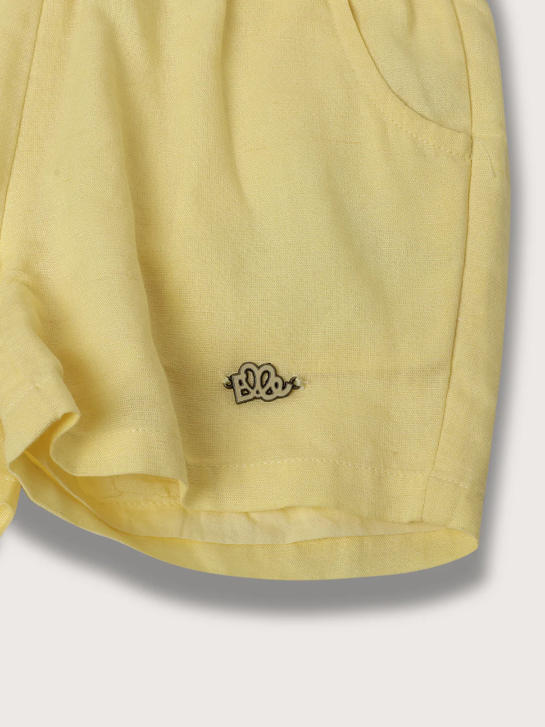 Elle Kids Girls Lemon Yellow Solid Regular Fit Shorts - Image 5