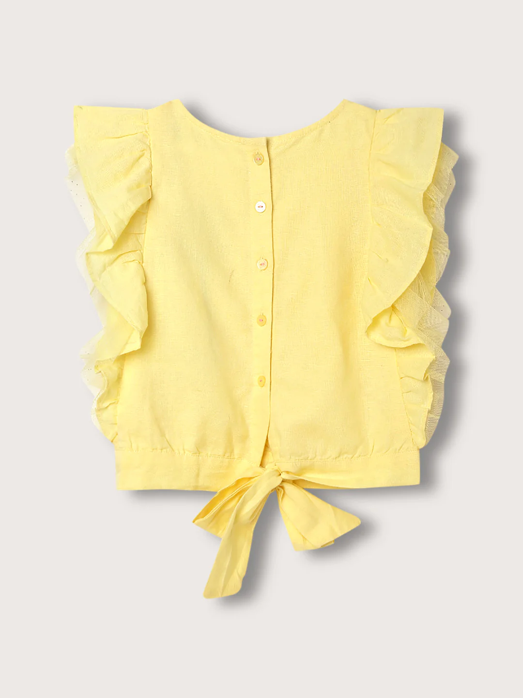 Elle Kids Girls Lemon Yellow Round Neck Top - Image 2