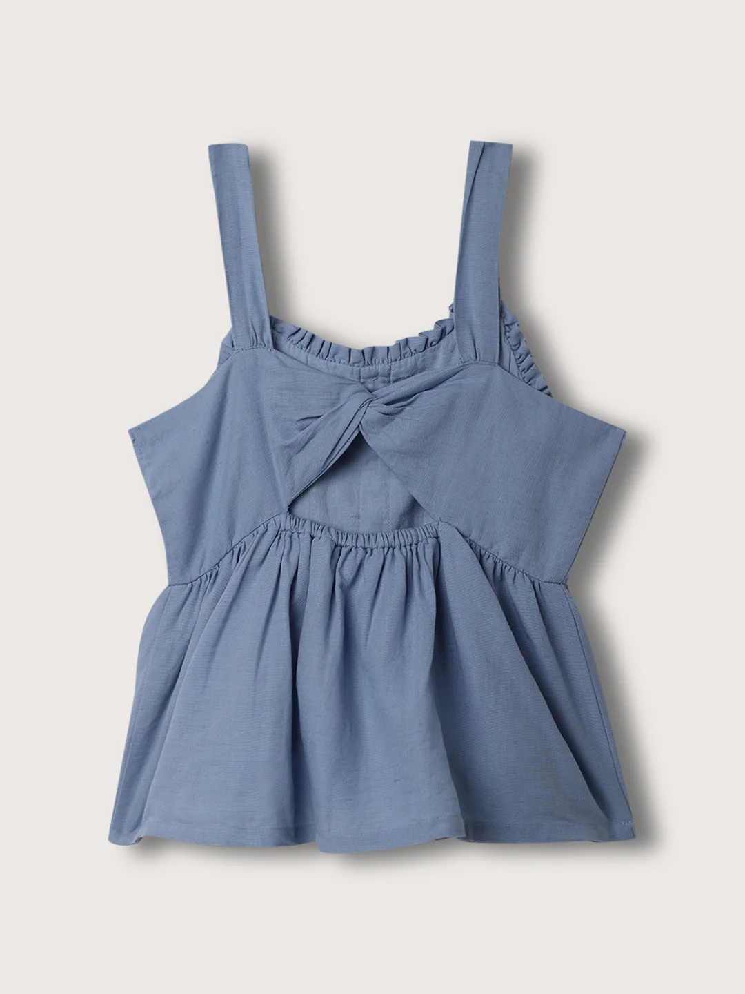 Elle Kids Girls Blue Solid Square Neck Top - Image 2