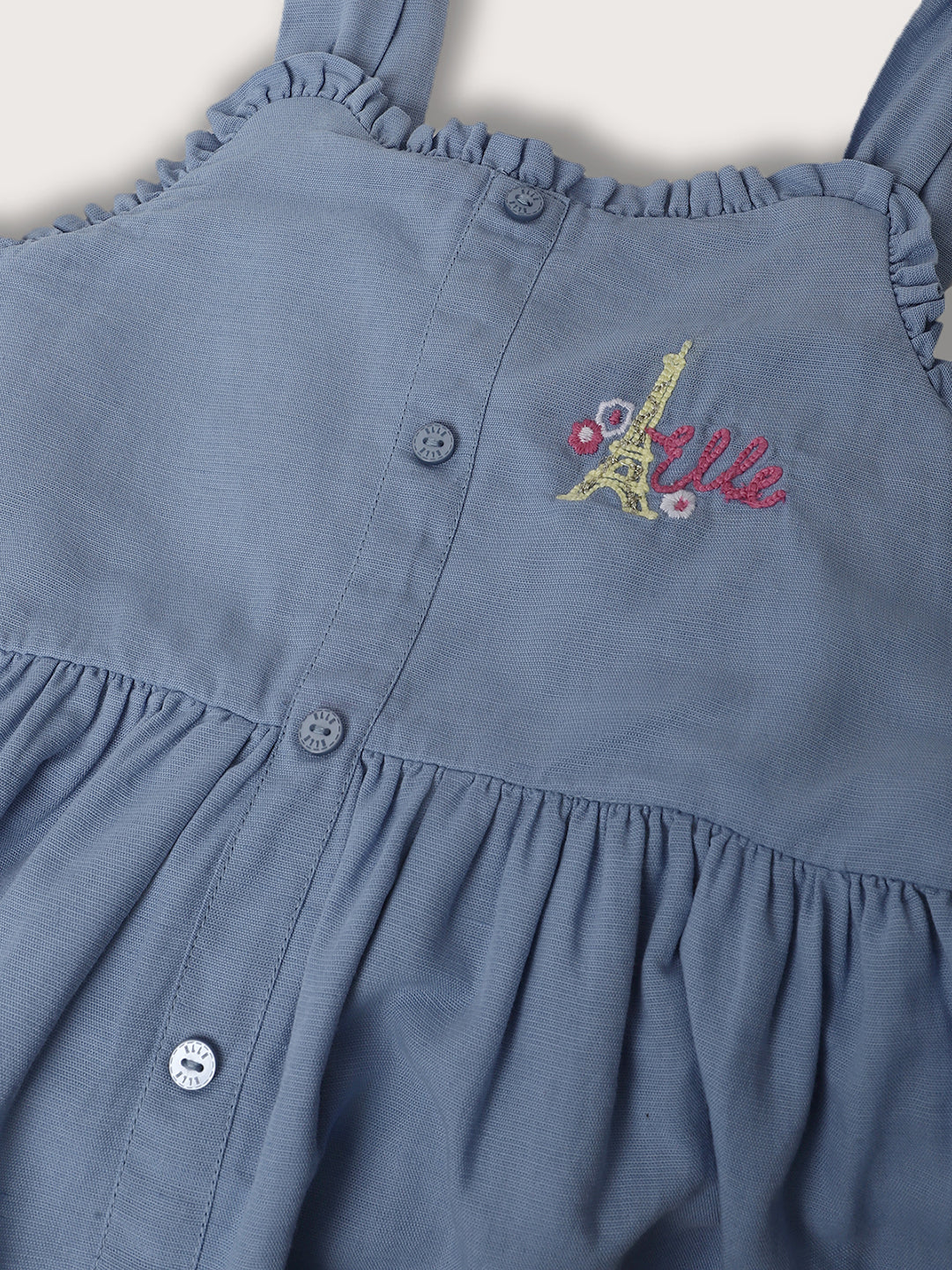 Elle Kids Girls Blue Solid Square Neck Top - Image 3