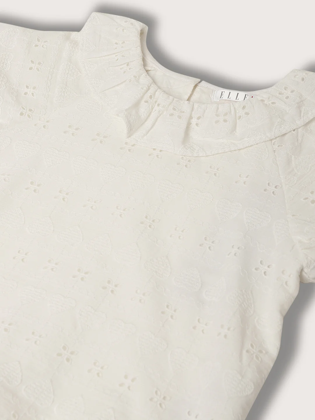 Elle Kids Girls White Solid Round Neck Top - Image 3