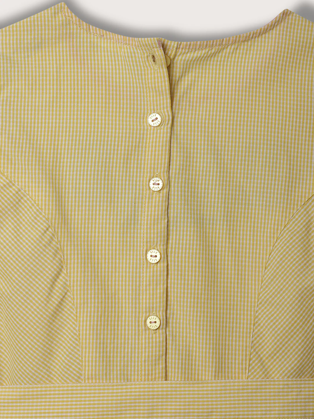 Elle Kids Girls Lemon Yellow Solid Round Neck Dress - Image 5
