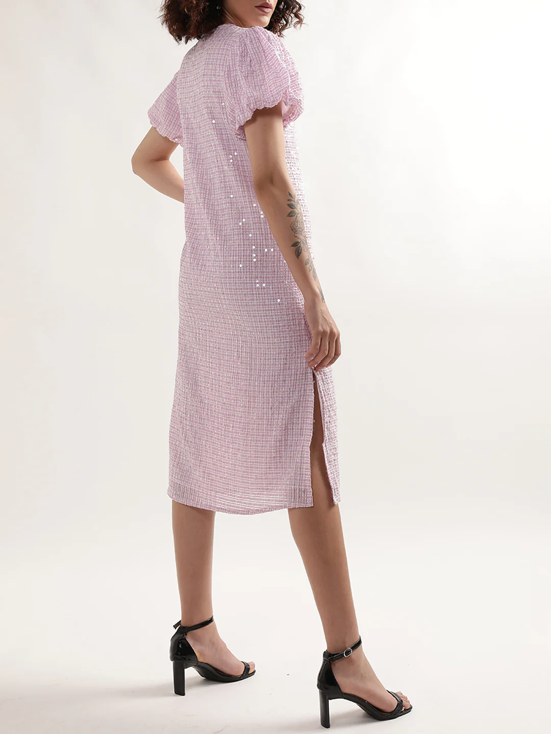 Elle Women Lilac Solid V Neck Dress - Image 2