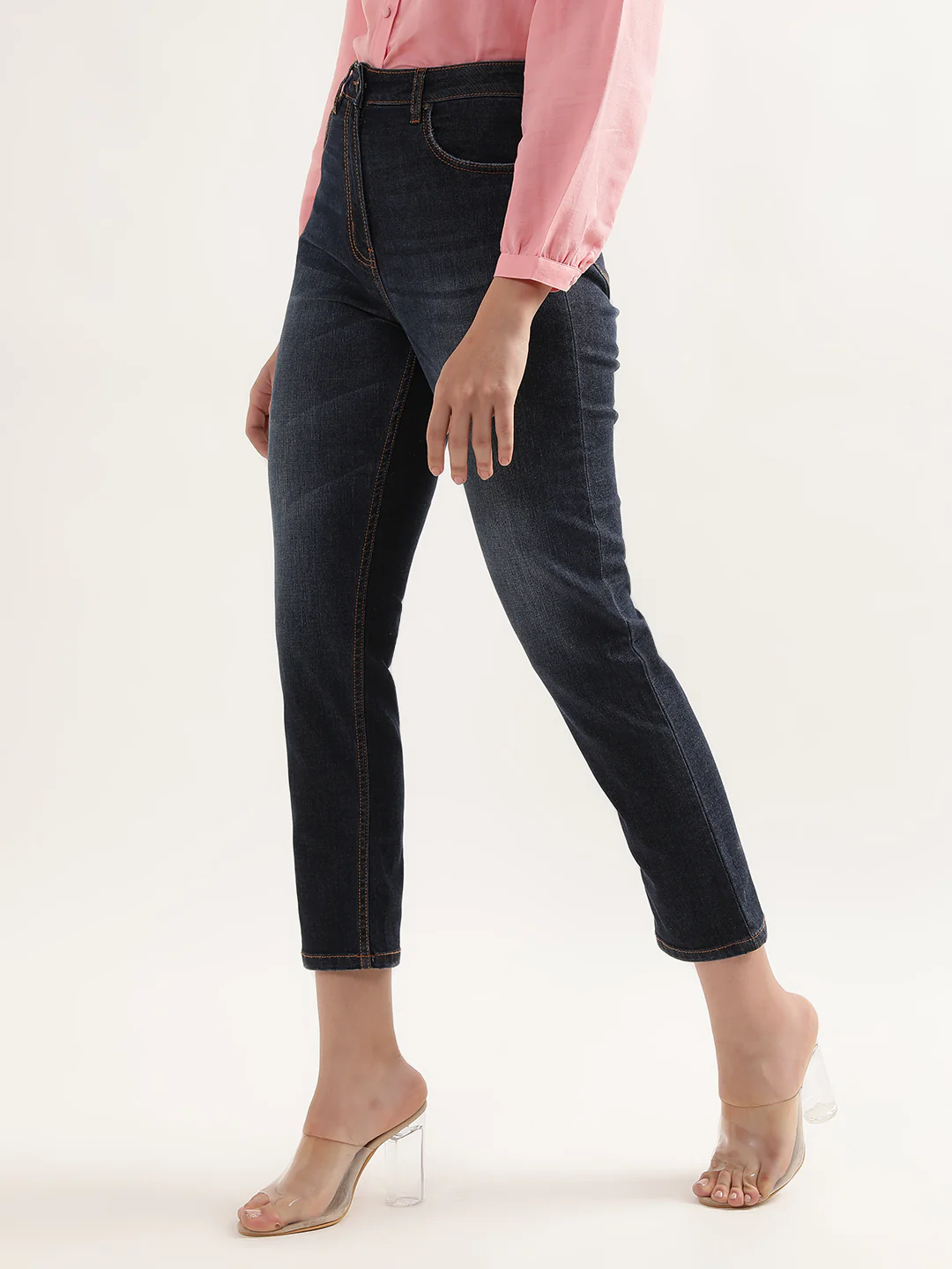 Elle Women Blue Solid Regular Fit Jeans - Image 3